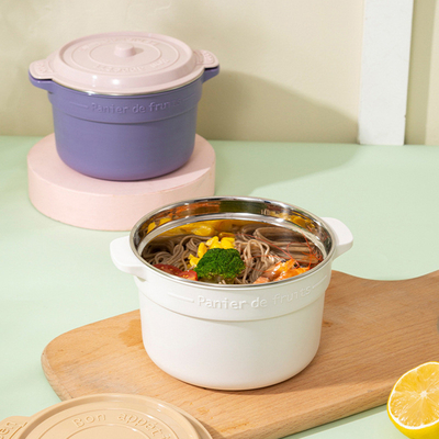 Beneficios para los empleados Caja de almuerzo de acero inoxidable 304 con taza de arroz con tapa y taza de sopa grande
