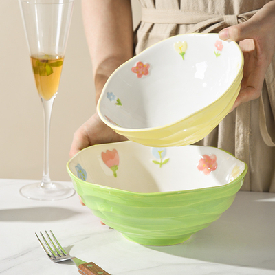 Cuenco de fideos de cerámica de 7 pulgadas para artículos de mesa para el hogar Eventos de regalo e impresión de serigrafía