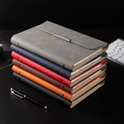 Cuaderno de hojas sueltas de tres pliegues de dos piezas de cuero de escritorio de negocios libro de diario regalo de aniversario