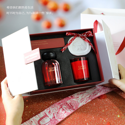Impresión de pantalla de seda de interior colgador de aromaterapia para el año Aromaterapia vela regalo conjunto