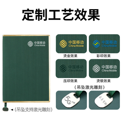 Caja de regalo de cuero amarillo para libros de negocios con dos piezas Conjunto de cuadernos Pluma de firma