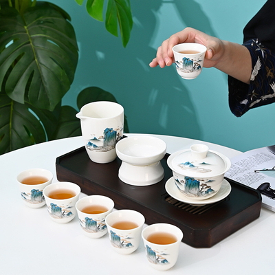 Qianshan oveja grasa de jade Kung Fu juego de té perfecto compañero de negocios regalo ocasión año