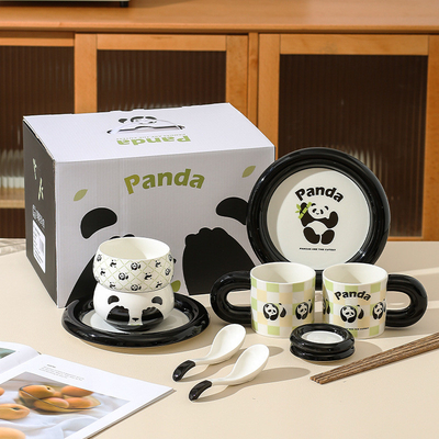 Mejore su experiencia de comedor en hoteles y resorts con el conjunto de caja de regalo de cerámica Panda Cub