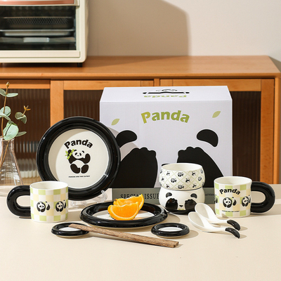 Mejore su experiencia de comedor en hoteles y resorts con el conjunto de caja de regalo de cerámica Panda Cub