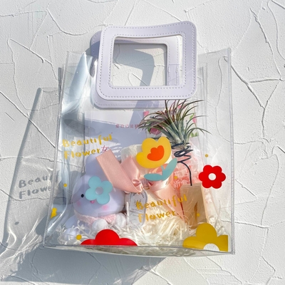 Festival de la Diosa Bolso de PVC Impreso Conjunto de Conejo de Noche Luz Arco Tassel Toalla y Blanco de melocotón Dulces Duros