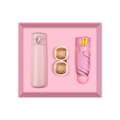 Verano Set de tres piezas de gota de agua digital de visualización copa cuello ventilador plegable regalos de paraguas