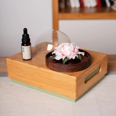 1 Impresión a color Conjunto de punto de flores de cerámica con bandeja de bambú y caja de regalo de bolso