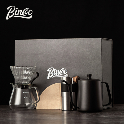 Caja de regalo de café hecha a mano Conjunto de botella de agua de boca larga Taza de filtro de agua compartiendo la olla Shake de mano Grinder de frijoles Filtro de papel regalos