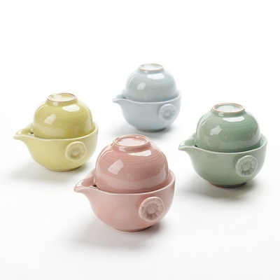 Cerámica portátil Ge Kiln Quick invitado Taza Una olla Dos tazas Set de té de viaje Actividad Regalo