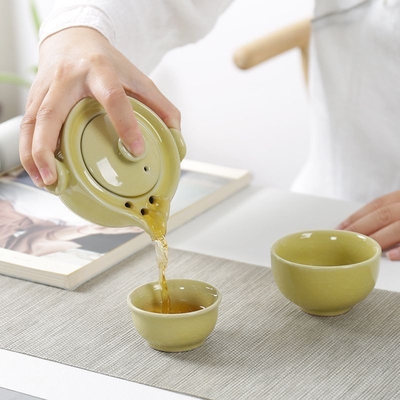 Cerámica portátil Ge Kiln Quick invitado Taza Una olla Dos tazas Set de té de viaje Actividad Regalo