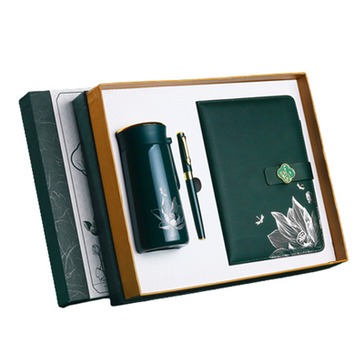 Set de regalo de negocios impreso a color Bloc de notas de aislamiento copa y bolígrafo para logotipo personalizado
