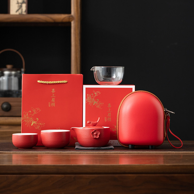 Logotipo del cliente Conjunto de té de estilo chino en bolsa EVA portátil Perfecto para deportes y juegos
