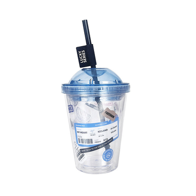Taza de paja de Instagram de alta belleza de plástico creativo de doble capa Taza de agua para regalo de verano