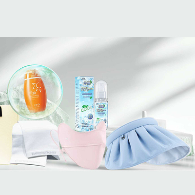 Conjunto de protector solar de verano Beneficios para los empleados Presentación Selección de regalos con toalla de enfriamiento