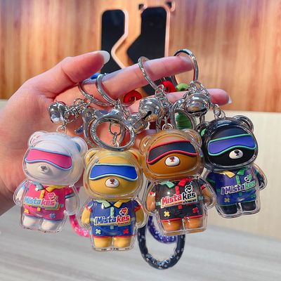 2 Impresión de gráficos a color Keychain Cool Bear Keychain de muñeca acrílica para productos de oficina