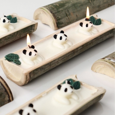 Candela de bambú personalizada Buenas noches Aromaterapia Panda para huéspedes de hoteles y resorts