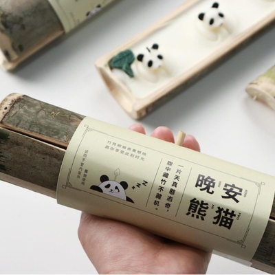 Candela de bambú personalizada Buenas noches Aromaterapia Panda para huéspedes de hoteles y resorts