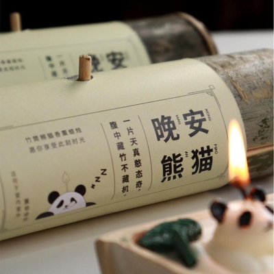 Candela de bambú personalizada Buenas noches Aromaterapia Panda para huéspedes de hoteles y resorts