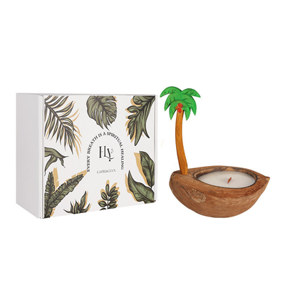 Logotipo del cliente Concha de coco Aromaterapia Candela Caja de regalo Perfumería de la isla de verano