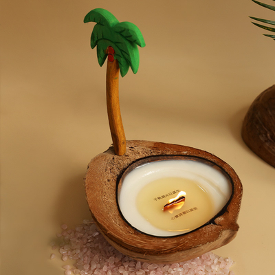 Logotipo del cliente Concha de coco Aromaterapia Candela Caja de regalo Perfumería de la isla de verano