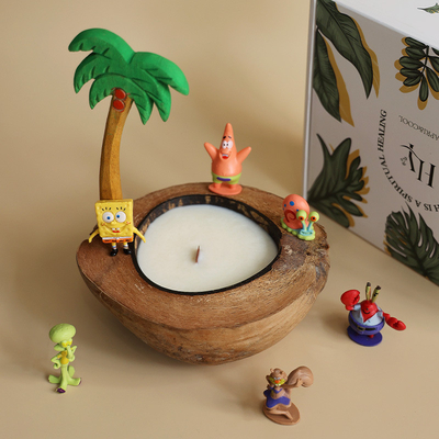 Logotipo del cliente Concha de coco Aromaterapia Candela Caja de regalo Perfumería de la isla de verano