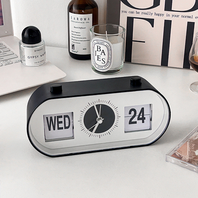 Reloj de alarma de escritorio con botón manual con calendario de página creativa