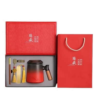 Fu Lu almacenamiento de la taza rápida en la caja de regalo de cuero portátil perfecto para ocasiones especiales