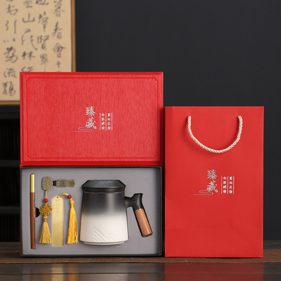 Fu Lu almacenamiento de la taza rápida en la caja de regalo de cuero portátil perfecto para ocasiones especiales
