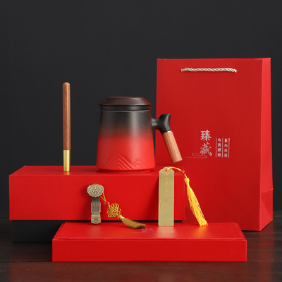 Fu Lu almacenamiento de la taza rápida en la caja de regalo de cuero portátil perfecto para ocasiones especiales