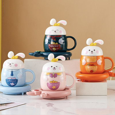 Coleccionable Conejo En Relieve Confección de Taza Termostática Calentamiento Taza cálida y montaña rusa cálida