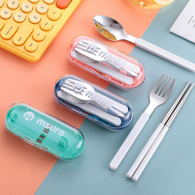 Impresión a color Conjunto de cubiertos de acero inoxidable desmontable y portátil para empresas