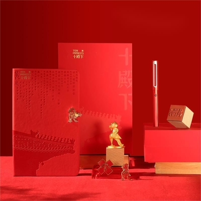 Conjunto de regalos para la industria agrícola libro de contabilidad de mano firma pluma insignia y ornamento de fénix