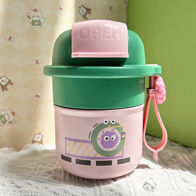 Alta estética 316 de acero inoxidable taza de café dibujo animado linda taza aislada regalo de empleado