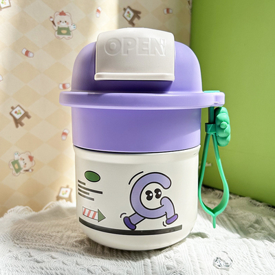 Alta estética 316 de acero inoxidable taza de café dibujo animado linda taza aislada regalo de empleado