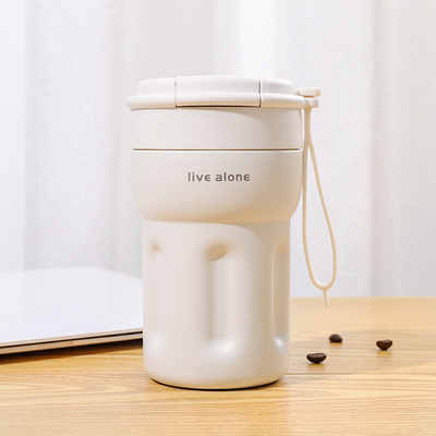 Hoteles y resorts deben tener taza de café aislada portátil con doble paja de beber