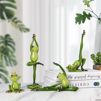 Promoción Decorar regalos de vidrio yoga rana de resina artesanía para el armario de televisión y el armario de vino
