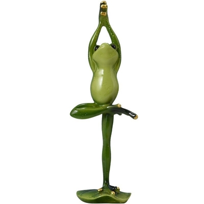 Promoción Decorar regalos de vidrio yoga rana de resina artesanía para el armario de televisión y el armario de vino