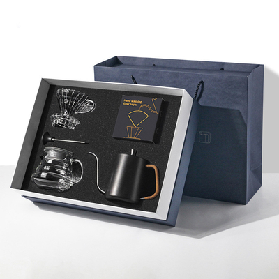 Caja de regalo de utensilios de café de 5 piezas Confeccionada a mano Concha de filtro de taza de uso compartido Concha termómetro y papel de filtro