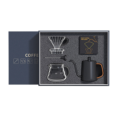 Caja de regalo de utensilios de café de 5 piezas Confeccionada a mano Concha de filtro de taza de uso compartido Concha termómetro y papel de filtro