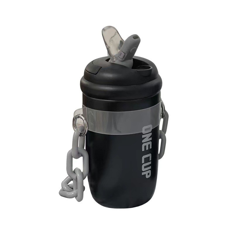 Logotipo personalizado Taza de paja aislada Estética Taza de agua de cadena portátil para regalos para empleados