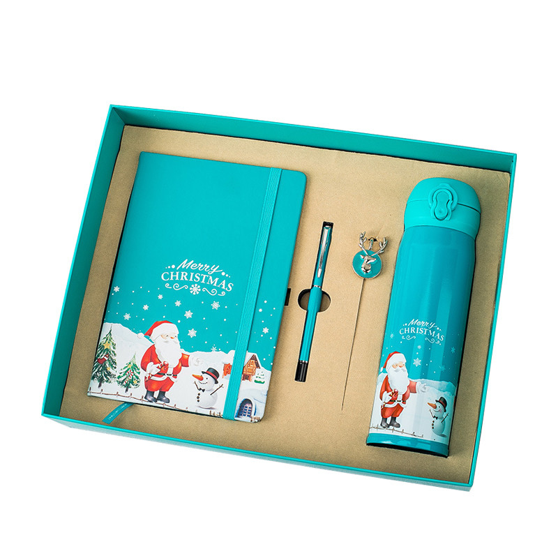 Caja de regalos de Navidad Conjunto de 4 Cuaderno Bookmark Pen Termos Impresión UV 1 gráficos a color