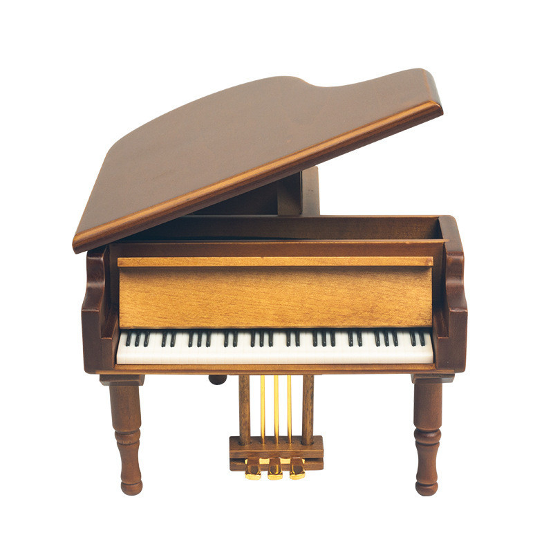 Caja de música para piano de madera impresa con pantalla de seda Ideal para favores de boda Regalos de fiesta nupcial