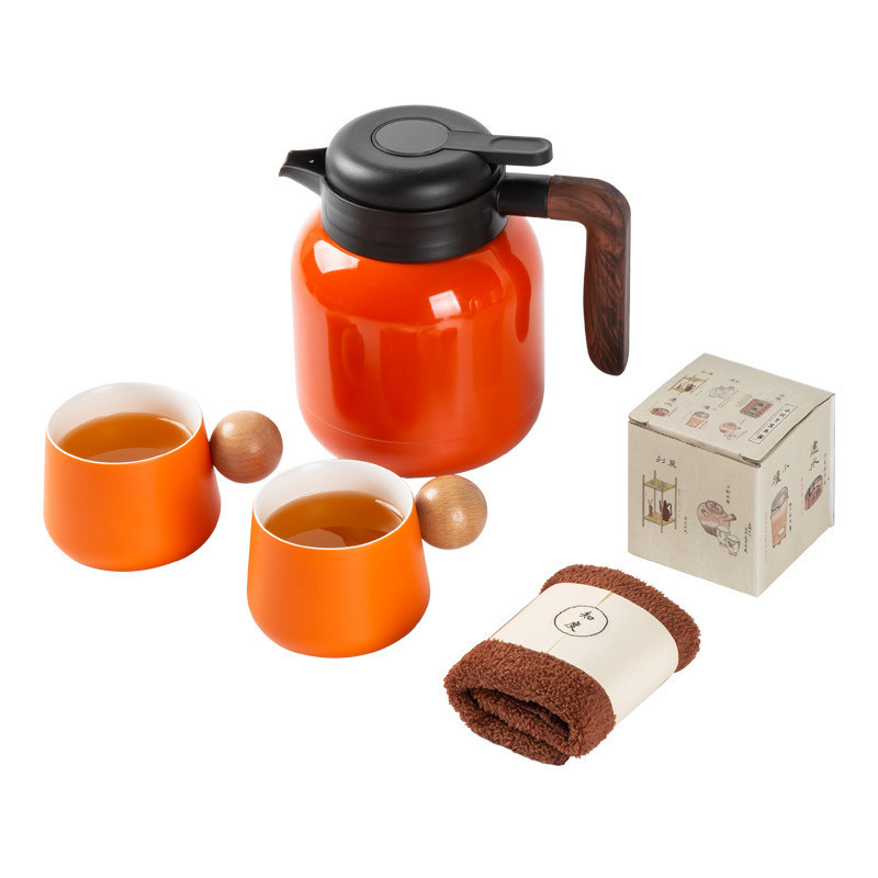 Presentación personalizada Conjunto de regalos tetera cerámica 2 tazas Toalla de té 6 trozos de té blanco