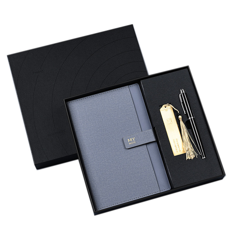 A5 Cuaderno de notas Bookmark firma de bolígrafo Conjunto de logotipo personalizado Caja de regalo de negocios para deportes y juegos