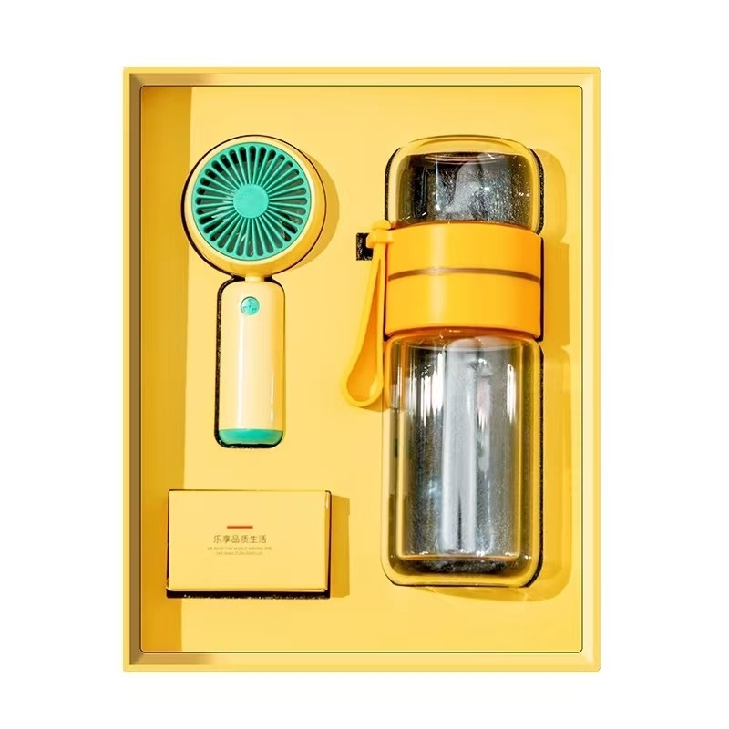 Negocios de seguros Regalos Conjunto de taza de ventilador pequeño personalizado con impresión gráfica de 2 colores