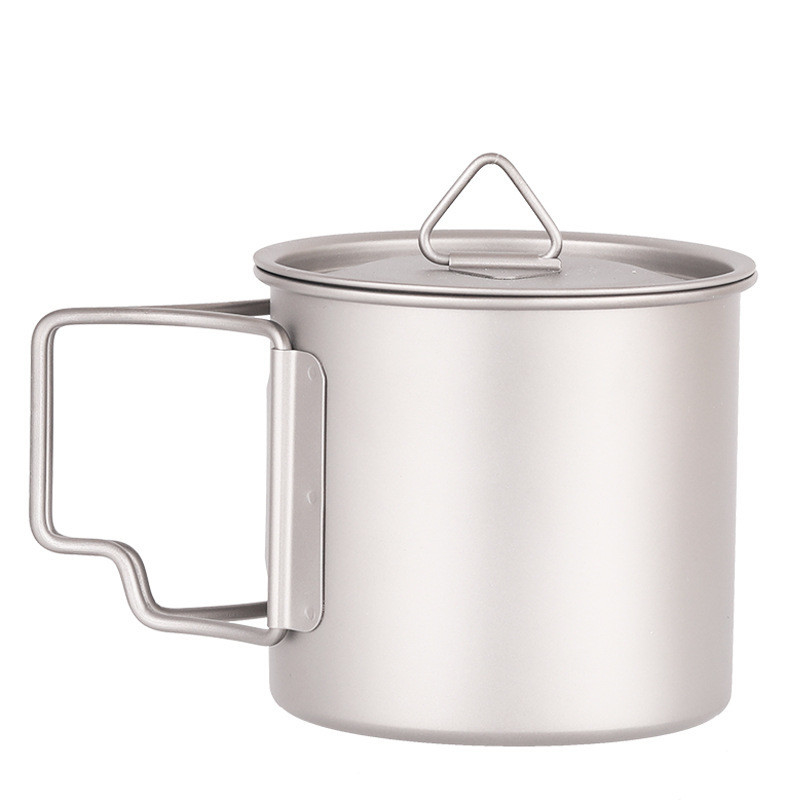 Taza de titanio portátil de 350 ml para acampar y actividades al aire libre