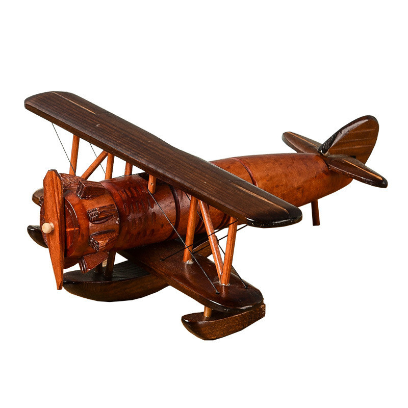Impresión de serigrafía Modelo de avión de madera de época para decoración creativa de escritorio en el hogar