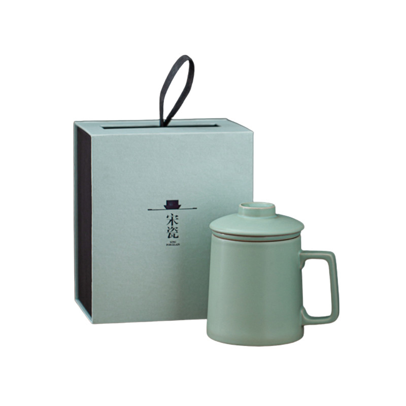 Elegante juego de taza de té de cerámica para la elaboración de té de oficina y filtrado de agua regalo perfecto de negocios