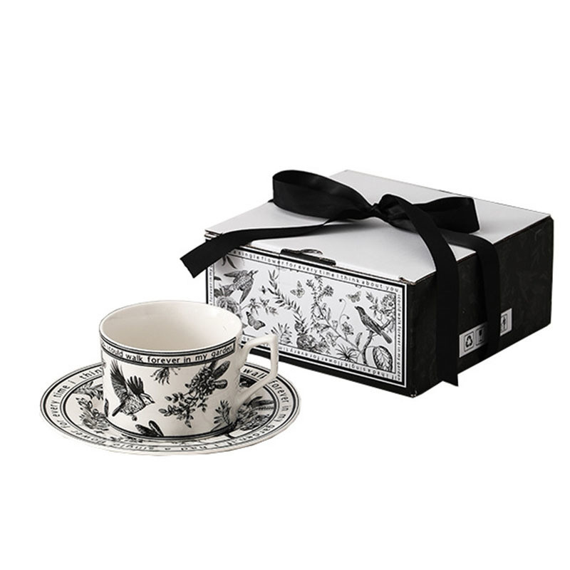 Xiao Xiangfeng Taza de café blanco y negro y plato combinado perfecto para deportes y juegos