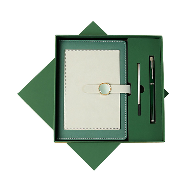 Regalo de acompañamiento de conferencia de gama alta A5 Bloqueador de color Cuaderno y bolígrafo neutro de metal